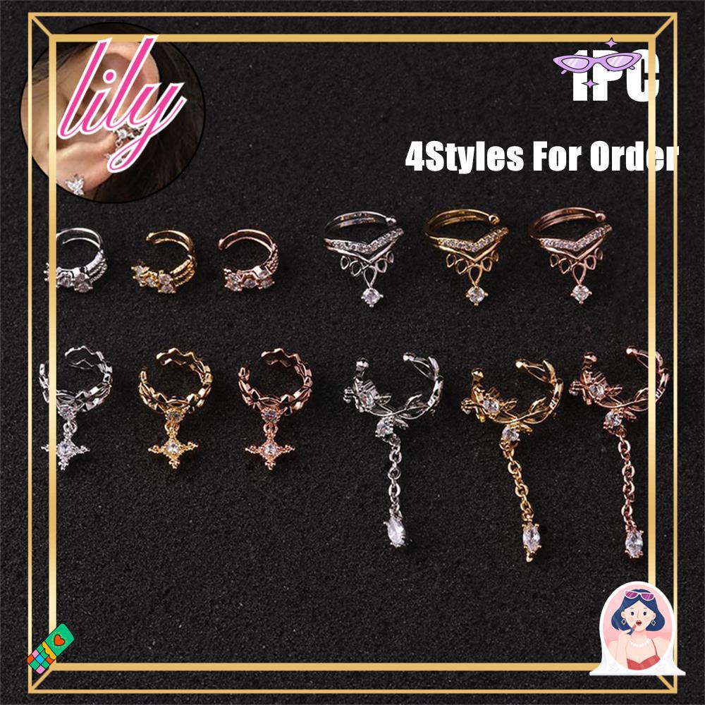 Lily CZ Cuff Earrings Fashion Hadiah Pesta Perhiasan Zirkon Telinga Manset