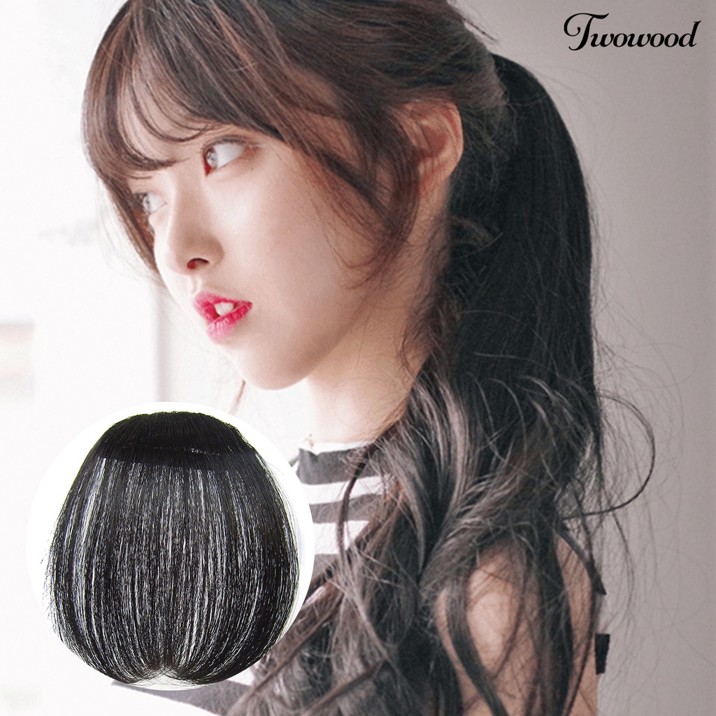 Twowood Wig Bang Ultra Tipis Ekstensi Rambut Serat Suhu Tinggi Pendek Fashion Sopak Fringe Untuk Wanita