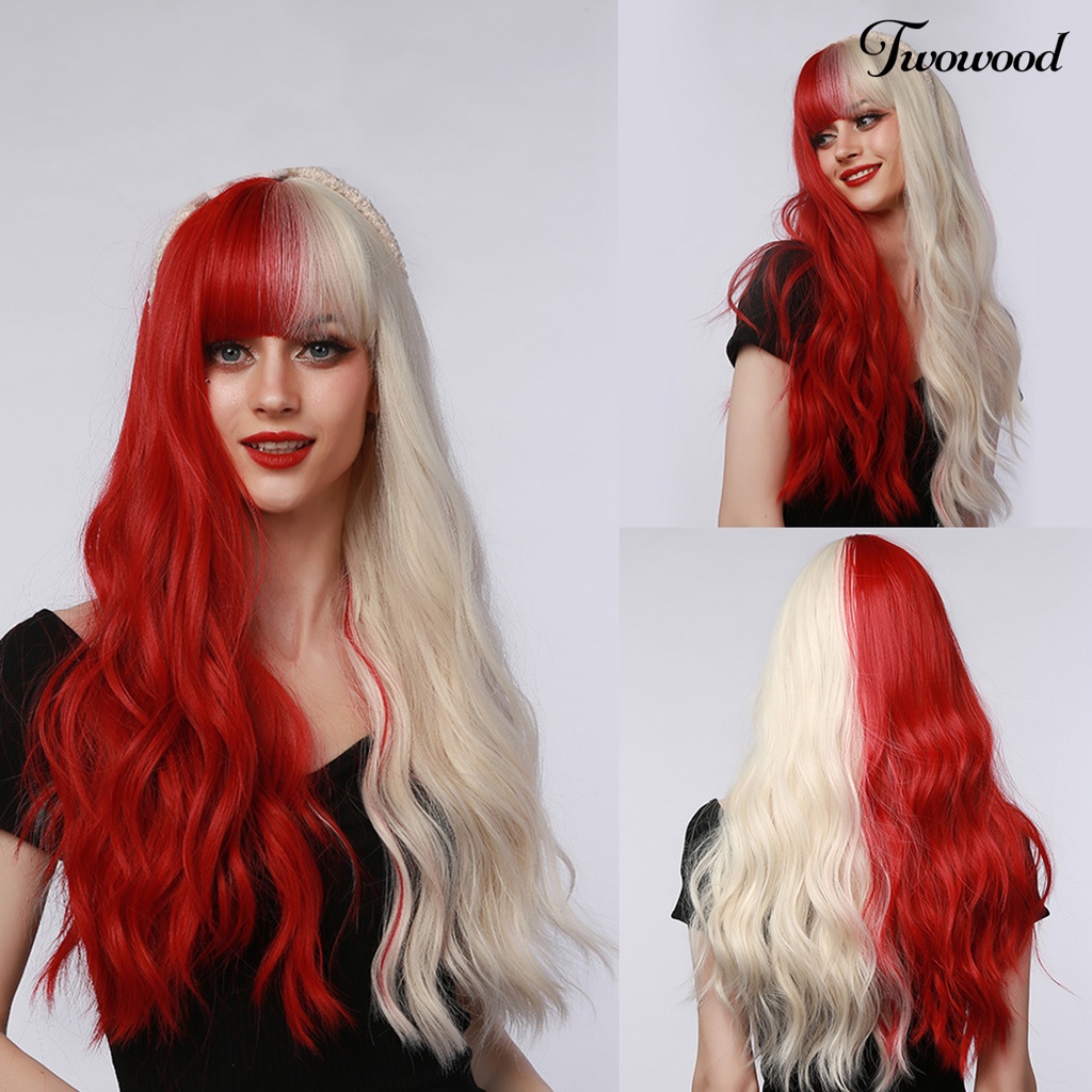 Wig Cosplay Twowood Permukaan Halus Ultra Panjang Breathable Two Tone Ombre Color Wig Rambut Wanita Untuk Perempuan