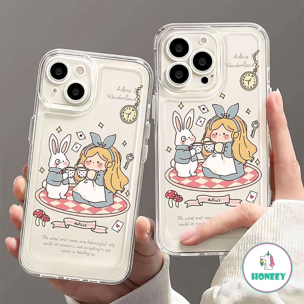 IPHONE Kartun Kelinci Gadis Transparan Casing Ponsel Untuk Iphone14 12 Pro 13 12 14 11 Pro Max XR XS 7 8Plus Shockproof Soft Back Cover