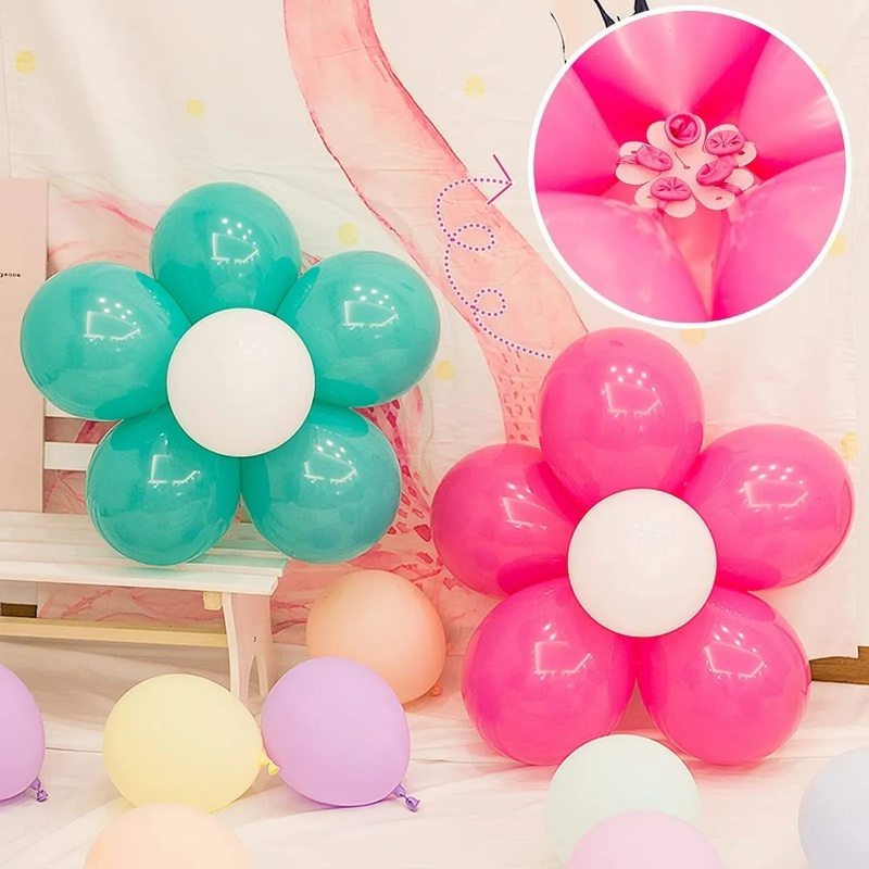 10pcs /Set Klip Balon Berbentuk Mekar/ Balon Bunga Kombinasi Memperbaiki Snaps/ Perlengkapan Dekorasi Pesta Happy Birthday