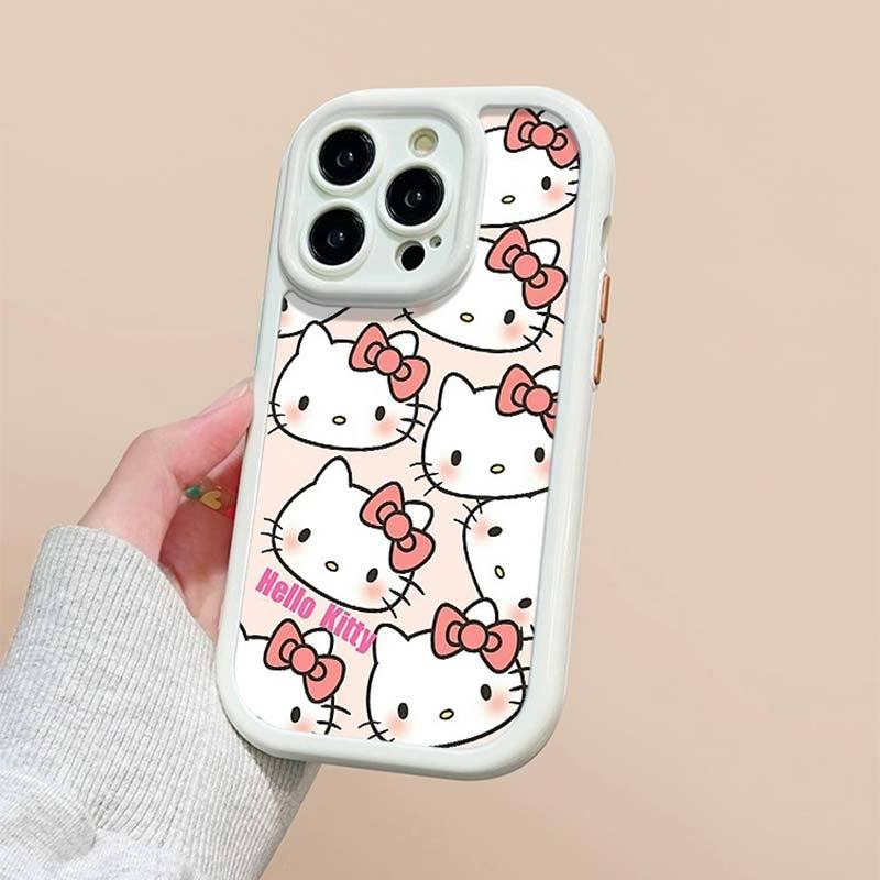 IPHONE Casing Ponsel Desain Wajah Cerah Gaya Krim Kucing Tersenyum Layar Penuh Kompatibel Dengan Iphone12 13 14 11 Pro Max X Xs Max Xr Rtfg