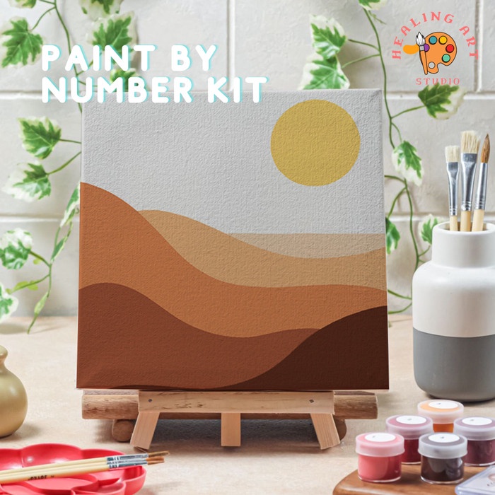 

Paint by number lukisan gurun dessert canvas 20x20 cm / painting kit - dessert02, 15x15cm