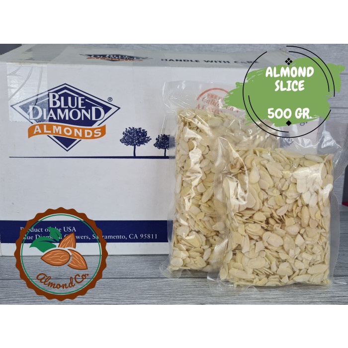 

New Arrival Kacang Almond Slice (Mentah) 500 Gr Blue Diamond