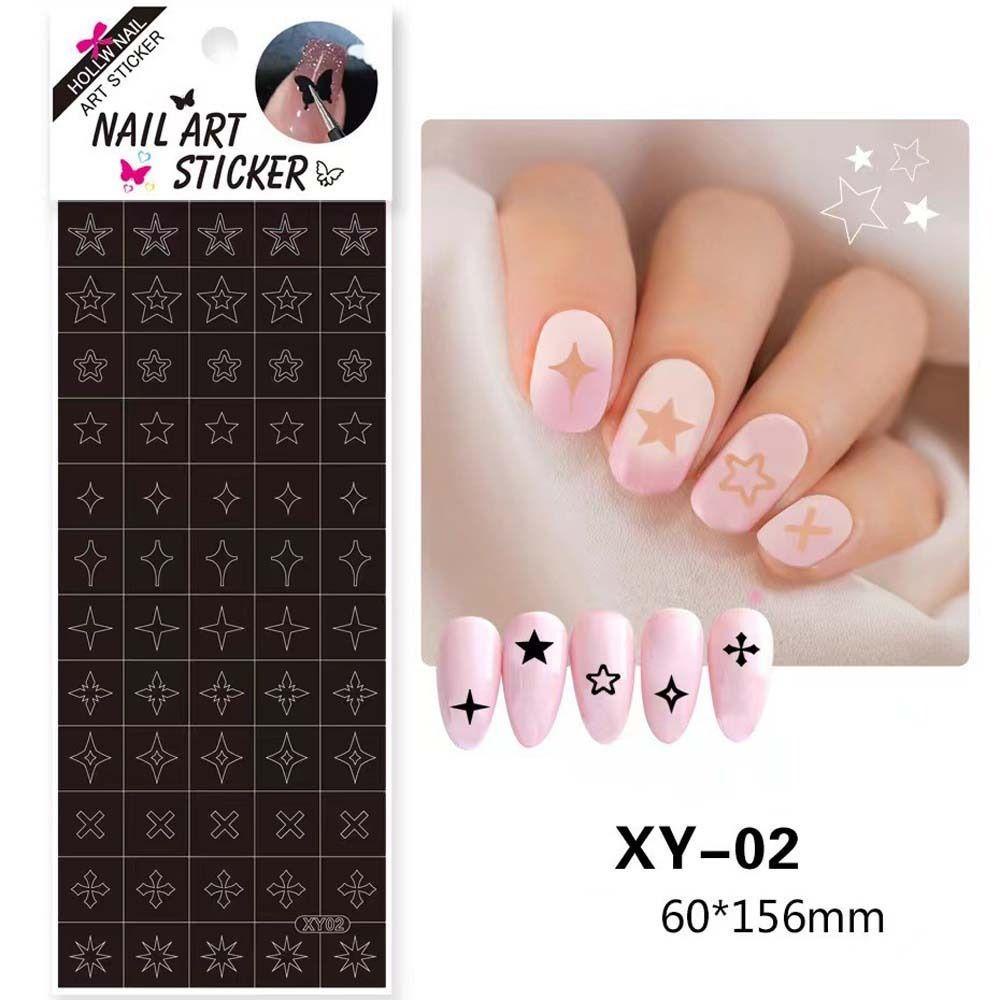 AUGUSTINA Agustinina Berongga Spray Template Cinta Hati Fashion Cross Manicure Aksesoris Garis Perancis Dicat Tangan Kuku Decals