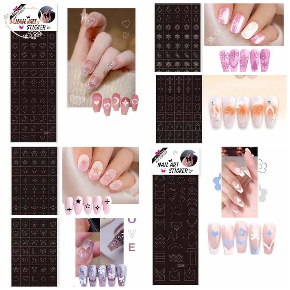 Mxbeauty Hollow Spray Template Wanita Cinta Hati Kupu-Kupu Cross Manicure Aksesoris Dicat Tangan Kuku Decals