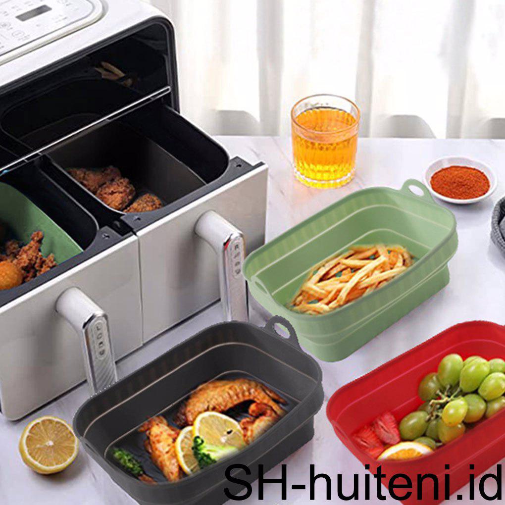 Silicone Air Fryer Basket Reusable Oven Pot Tray Bakeware Pizza Fried Chicken Tahan Panas Loyang Liners