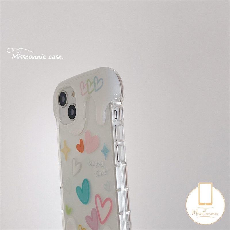 IPHONE Casing Ponsel Es Krim Permen Kreatif 3D Kompatibel Untuk Iphone11 14 13 12 Pro Max XR 7Plus X XS Max7 8 Plus Grafiti Bening Cinta Hati Surat Sederhana Tpu Soft Cover