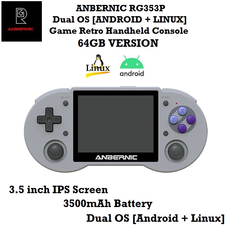 AKN88 - ANBERNIC RG353P 64GB - Dual Mode Emulator Retro Game Handheld Console