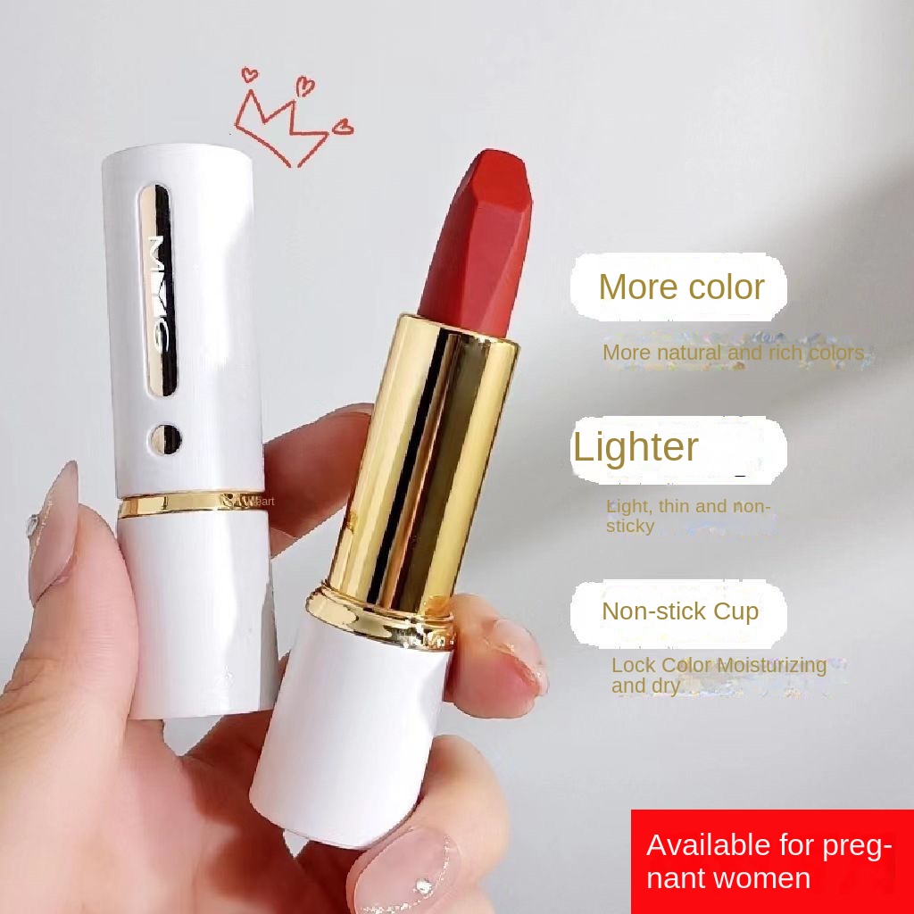 Lipstik Matte Velvet, Warna Peach Alami, Tidak Mudah Luntur