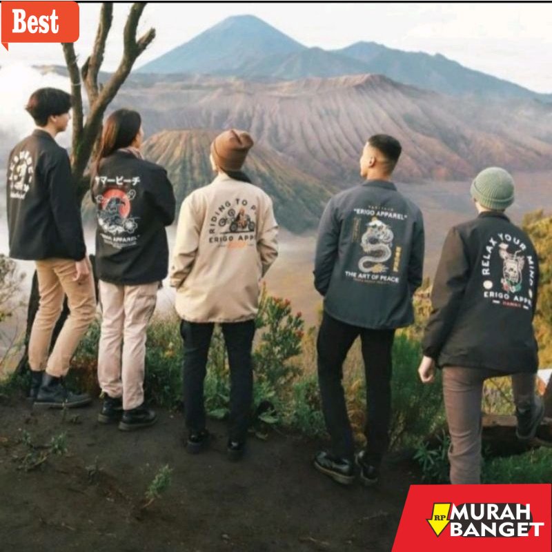 Jaket kulit pria terbaru- [BISA COD] Jaket Coach Erigo // Jaket Pria CJ Erigo // Sweater jacket band