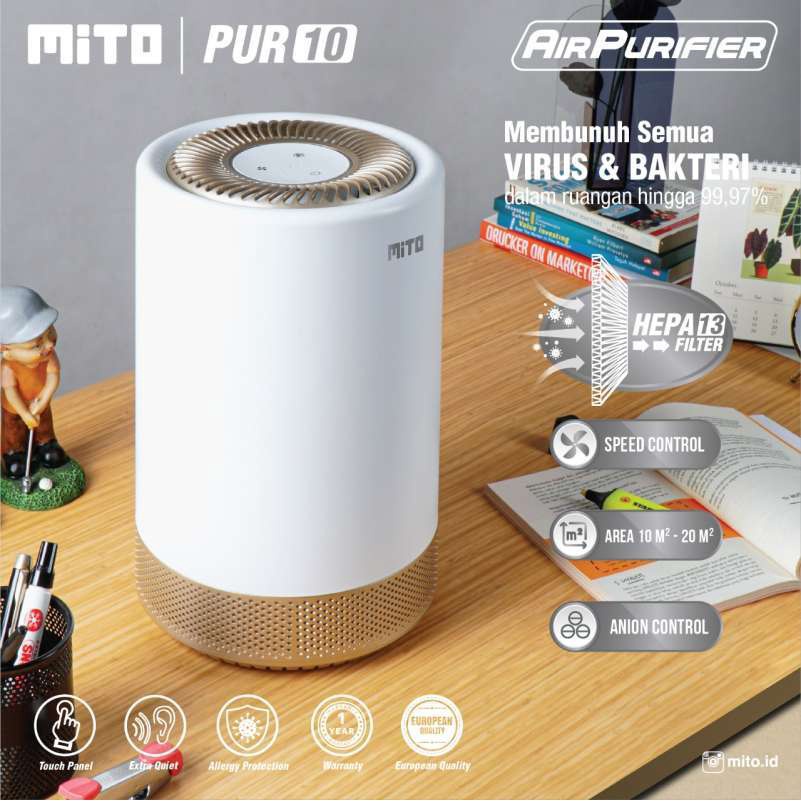 Mito Air Purifier PUR-10 HEPA13 Filter Pembersih Udara Sinar UV PUR10