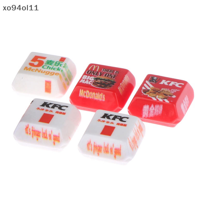 Xo 5pcs 1/12rumah Boneka Miniatur Burger Box Mini Dapur Makanan Model Pemandangan Mainan OL