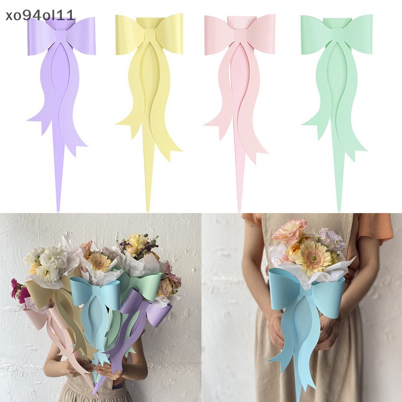 Xo Bow Shaped Rose Flower Box Bow Single Bouquet Packing Kotak Hadiah Untuk Pernikahan OL