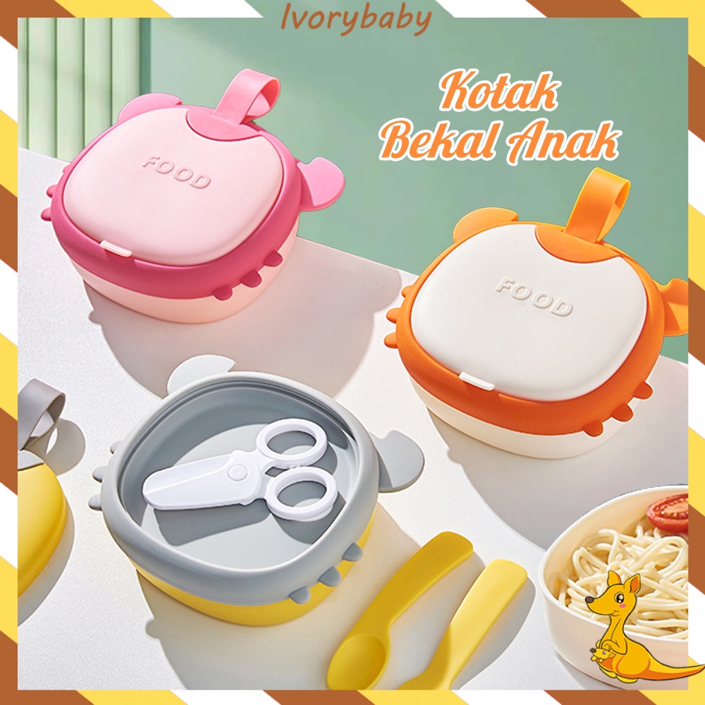 Ivorybaby Lunch box set Kotak makan kotak bekal silikon kkotak makan siang lucu