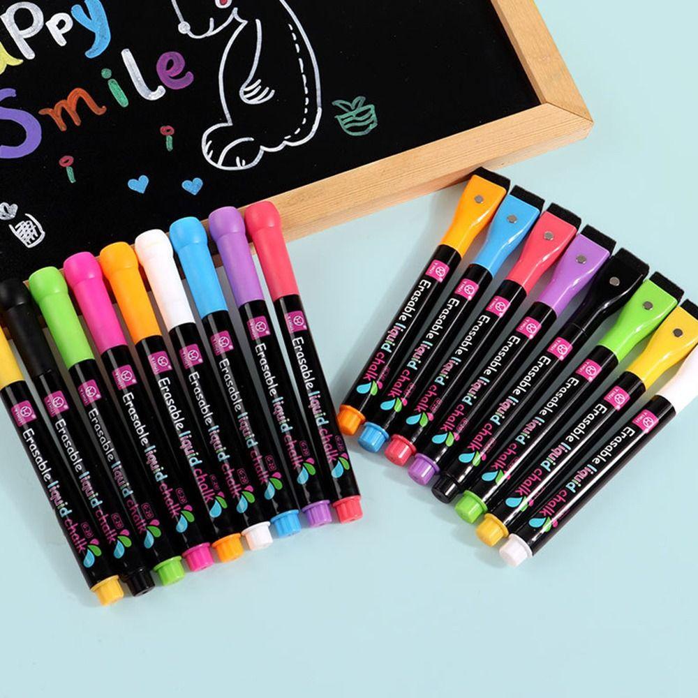 WONDER Pena Kapur Cair Multi-Warna Jendela Kaca Lukisan Papan Tulis Graffiti Art Marker Pen