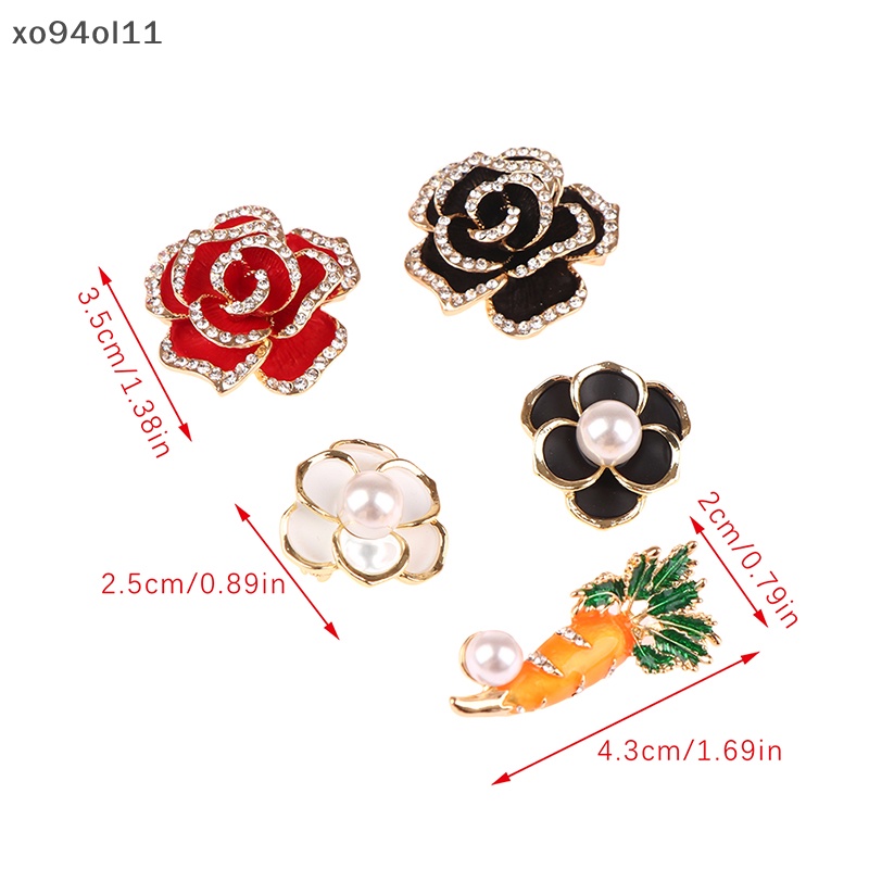 Xo 1Pc Wanita Bros Enamel Pin Merah Hitam Mawar Kerah Pin Bunga Lencana Brooch OL