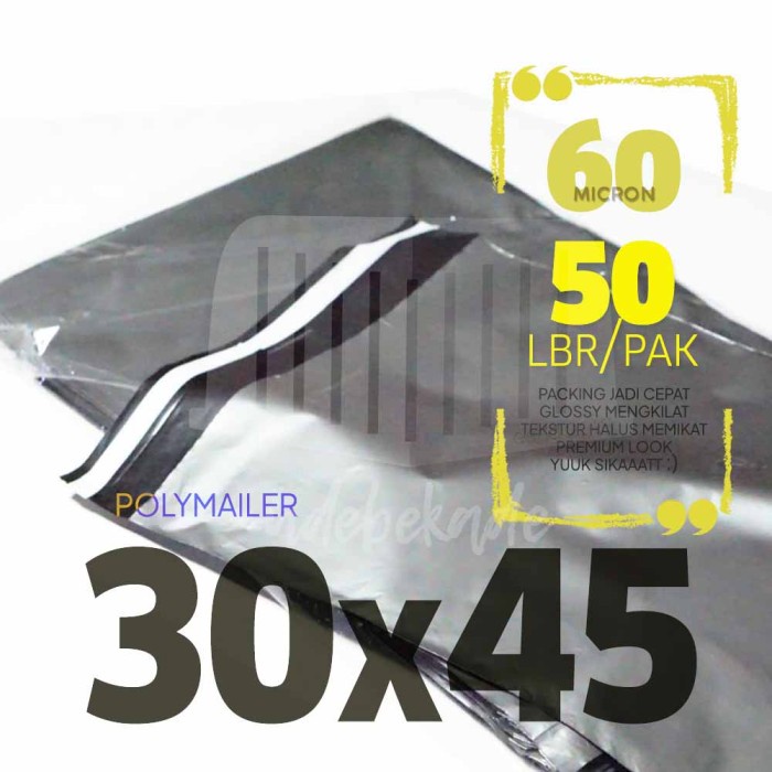 

Polymailer plastik packing 30x40 SILVER METALIK 50 lbr look