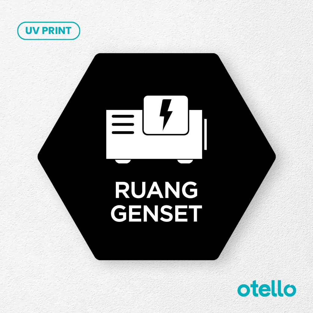 Ruang Genset Signage Board Akrilik Tempel Dinding Papan Acrylic Sign Board Signage Tempel Dinding Tulisan Label Tanda Petunjuk Rambu Aklirik UV Print Nama Ruangan