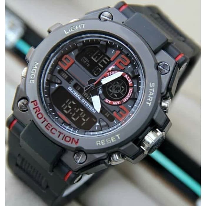 PROMO!!! WBS FREE BATERAI JAM TANGAN GSHOCK PRIA SPORT ANTI AIR RUBBER GST-8600 DUALTIME METAL