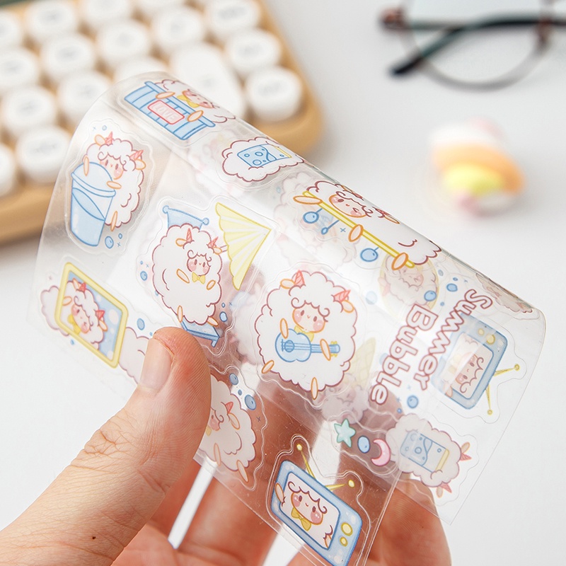 8lembar Kartun Lucu Seri Pet Potongan free Stiker Cewek Scrapbook Deco Bahan Stiker