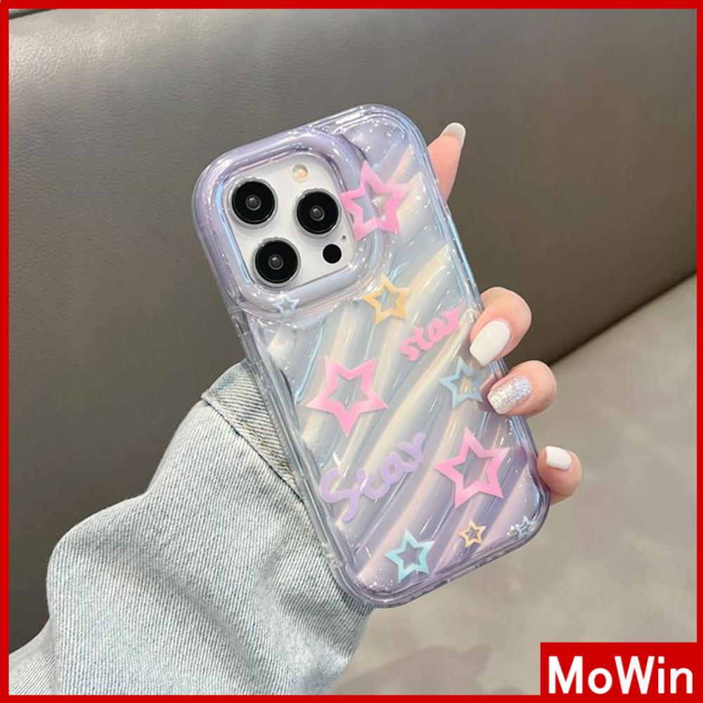 Untuk iPhone 14pro max iPhone Case Laser Reflektif Bening Case TPU Soft Case Airbag Shockproof Cute Pink Stars Kompatibel Dengan iPhone 13 Pro max 12 Pro max 11xr xs max 7Plus 8Plus