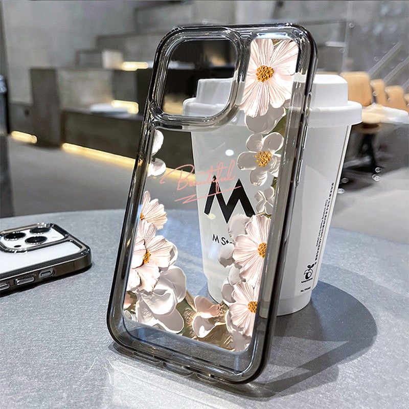 Lukisan Bunga Case Untuk IPhone Kompatibel6 7 8 6Plus 7Plus 8Plus 11 14 Pro Max X XS XR 11 12 13 14 Pro Pro Max SE 2020 2022 Plating Electroplated Buttons Shockproof Cover