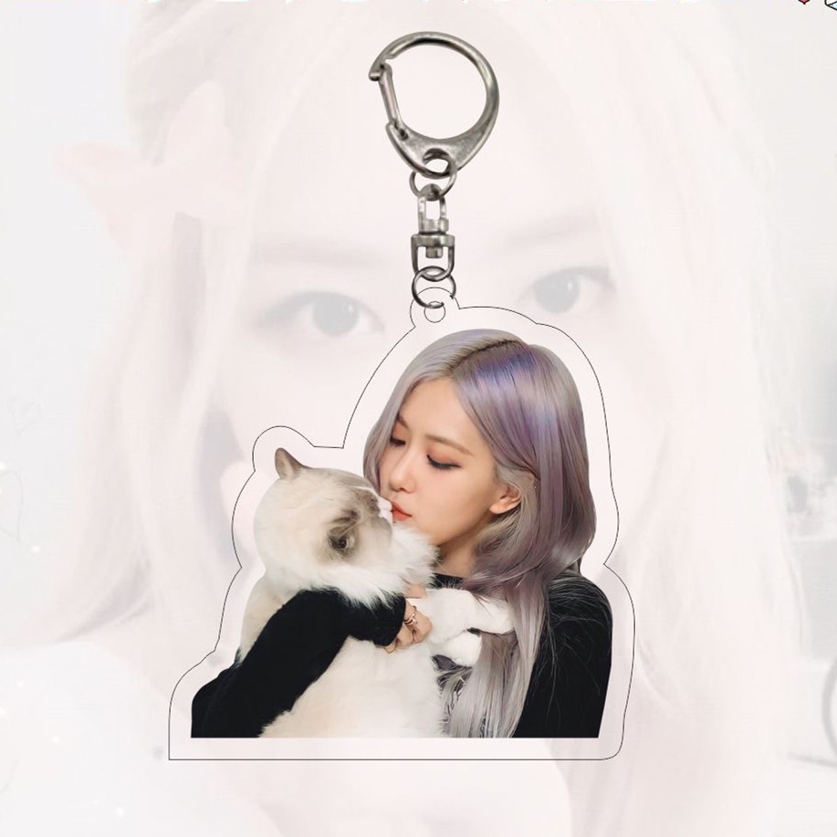 1pc ROSE Black-Pink Gantungan Kunci Akrilik Black Pink Park Chaeyoung Key Ring Gantung Atas