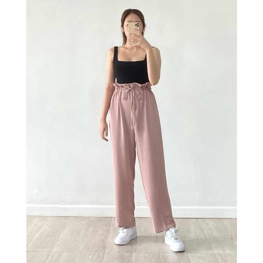 CELANA KULOT AMIRA LOOSE PANTS WANITA REMAJA HIGHWAIST CULLOTE CRINGKEL AIRFLOW PINGGANG FULL KARET