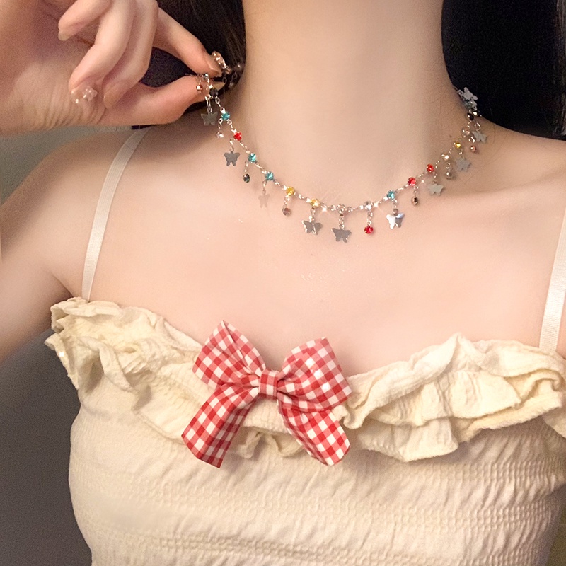 Luxury INS Populer Kalung Choker Rumbai Warna-Warni Untuk Aksesori Perhiasan Gadis Manis