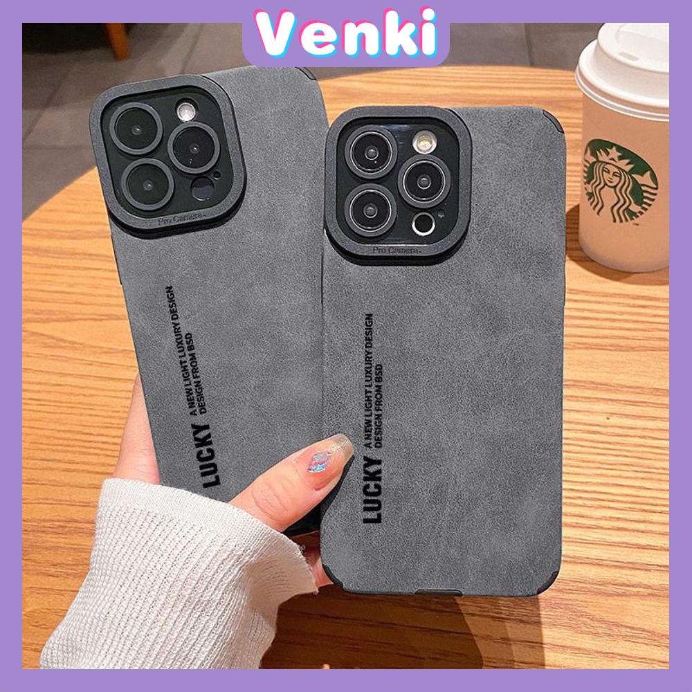 VENKI - Untuk iPhone 11 Case Kulit Anak Sekolah Suede Case Lembut Tahan Guncangan Ponsel Case Kamera Bahasa Inggris Sederhana Kompatibel dengan iPhone 14 13 Pro max 12 Pro max xr xs 7Plus 8Plus