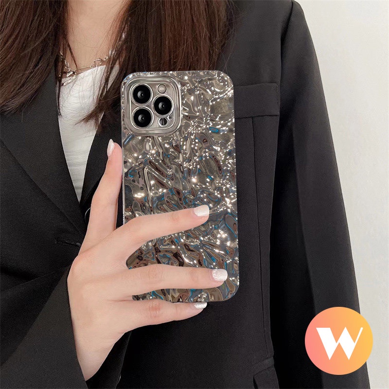 Casing Plating Electroplate Mewah Untuk Redmi 9C A2+ 9T A1+ 12C 9A 10A A1 A2 10 9 Redmi Note 11s 9 10s 9s 10 11 811 Pro POCO X3 NFC Pro Ins Penutup Belakang Batu Kerut Silver Canggih