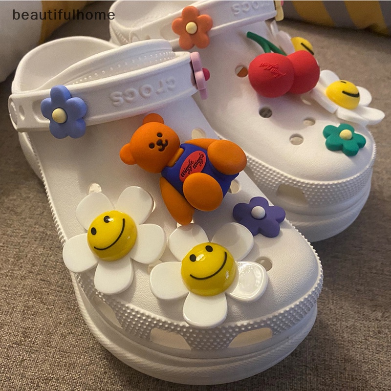 {Cantikrumah} Tombol Sepatu Daisy Smiley Bunga Matahari Gesper Sepatu Gelang Aksesoris Pesona Sepatu.