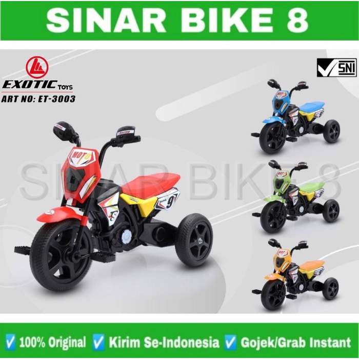 Motoran Exotic ET 3003 Sepeda Roda 3 Motoran Gowes