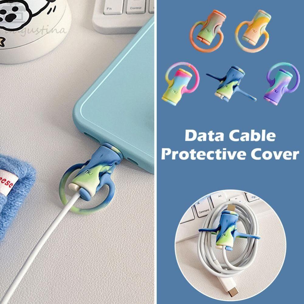 Agustina Pelindung Kabel 2in1 Colorful Soft Cable Organizer Line Protection Sleeve Management Cable Phones Tempat Kabel Charger Cord Wire Protective Sleeve
