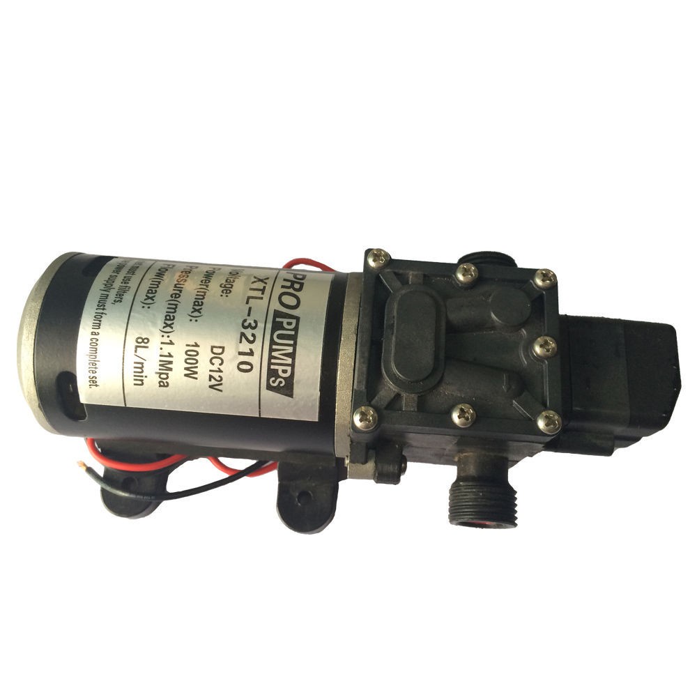 12V 100W High Pressure Water Pump Micro Diaphragm Pump 8L per Min Head 70M 1.1MPa