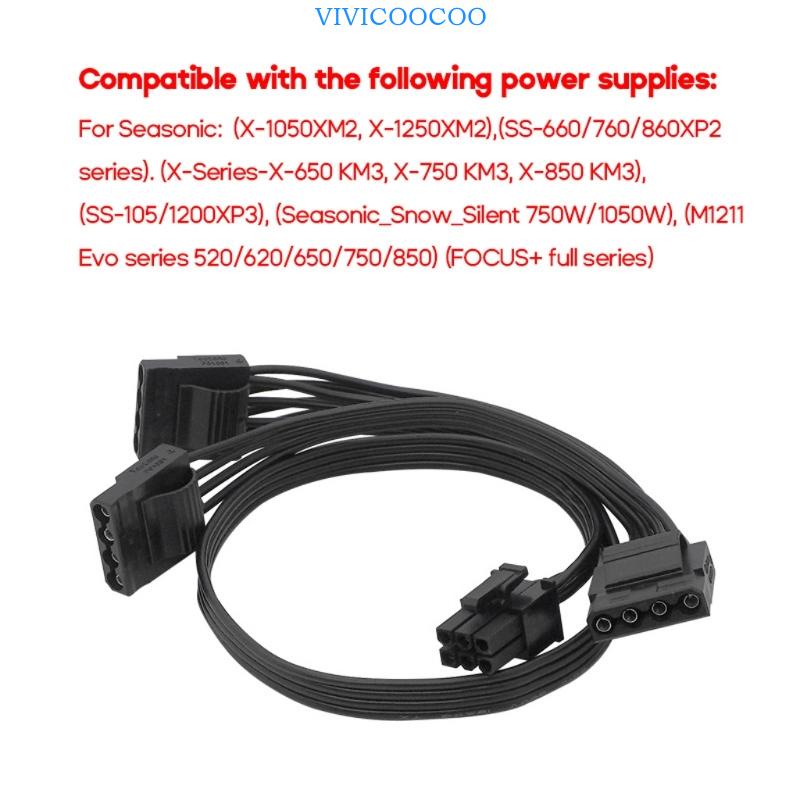 Vivi Kabel Konektor Lurus 6-Pin Ke Tiga IDE Untuk SeasonicX-1050XM2 SS660 760 860XP2 X-650KM3 Kabel PSUs Komputer