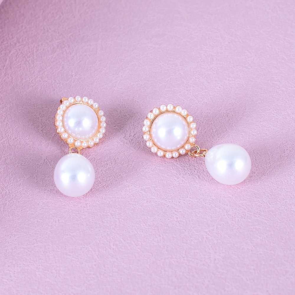 [FRA] Perak Jarum stud Anting Istana retro Sastra Perancis Tetesan Air Tekstur Mutiara Anting Anting earrings