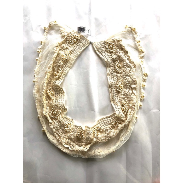 Renda Hiasan Kerah Baju Cream Mutiara