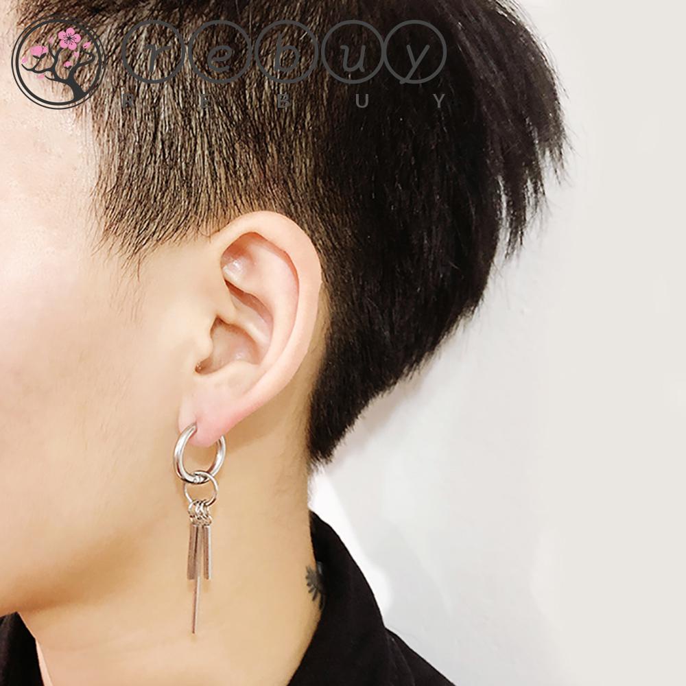 Rebuy Men Earring New Punk Wanita Bar Bulat Korea Klip Anting