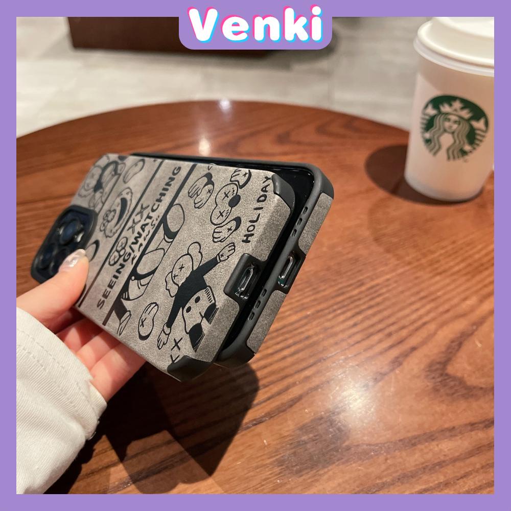 VENKI - Untuk iPhone 11 Case Leather Pupil Suede Case Soft Shockproof Phone Case Perlindungan Kamera Kartun Klasik Kompatibel dengan iPhone 14 13 Pro max 12 Pro max xr xs 7Plus 8Plus