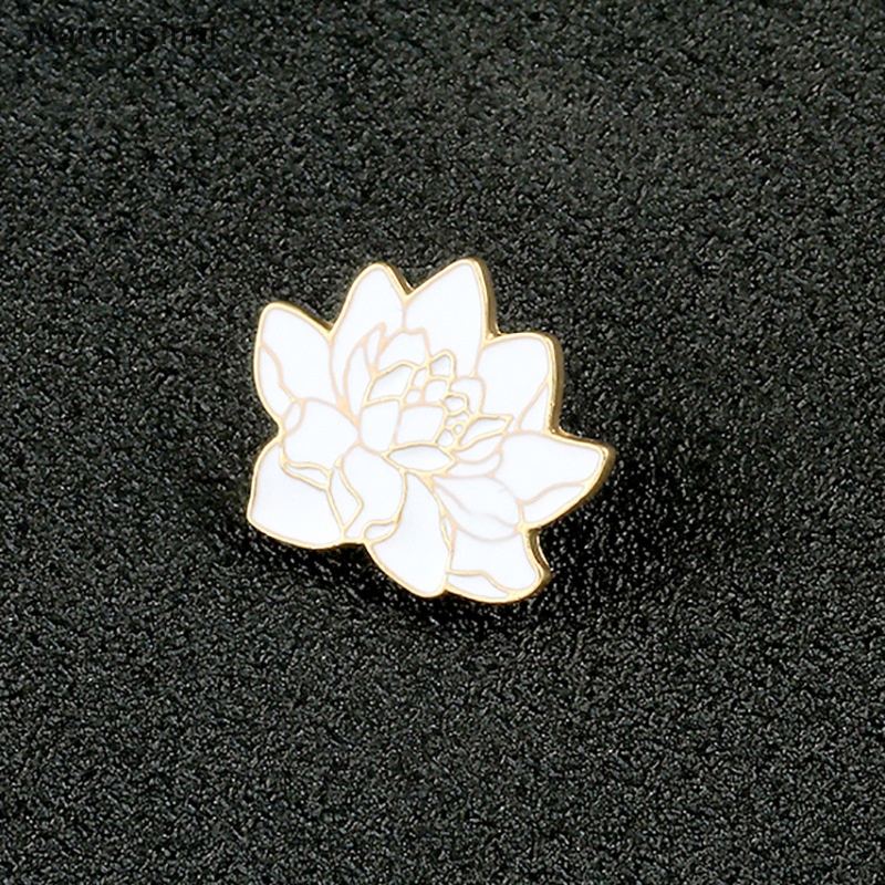 Mornin Buddhism White Lotus Flower Enamel Pin Bunga Tanaman Bros Denim Coat Ransel Lapel Pin Pria Wanita Lencana Jepang Perhiasan Hadiah Syal Kancing id