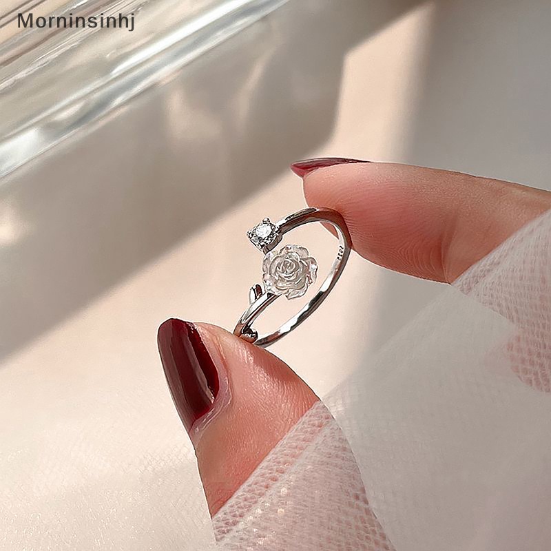 Mornin Korea Hitam Bunga Mawar Berbentuk Pembukaan Cincin Untuk Wanita Gadis Fashion Zirkon Ringan Jari Telunjuk Yang Dapat Disesuaikan Rings Perhiasan Pesta id