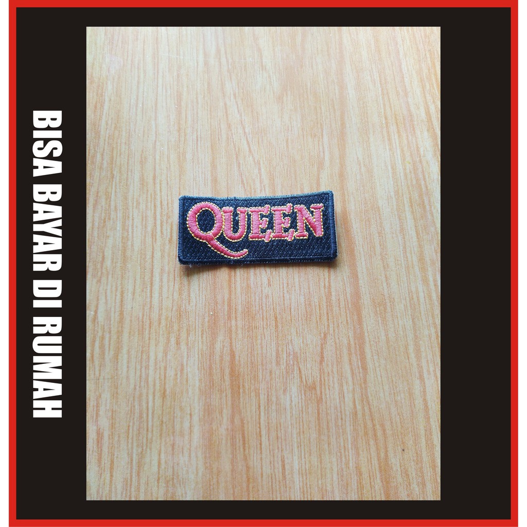 Bordir Patch Emblem Bordir Mini Kecil Murah Band Metal Punk Hitam Untuk Jaket Keren Queen Logobisa p