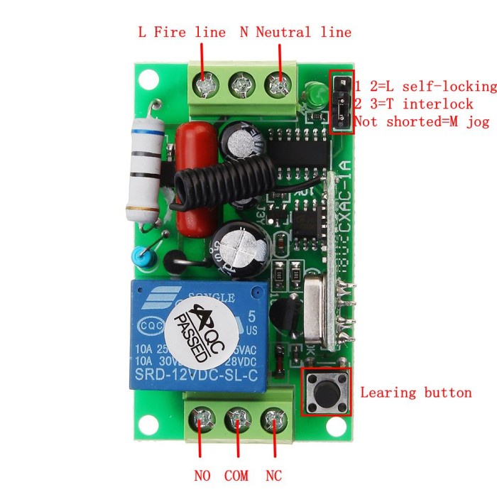 Rf433 1CH 220V Wireless Switch 433MHZ Relay 220 V 1 Channel Lampu PLN