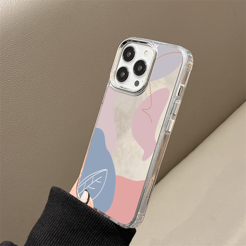 IPHONE Cairan Graffiti Mirror Phone Case Kompatibel Untuk Iphone11 12 13 14 12Pro 13Pro 14Pro Pro Max XR X XS Max Electroplating Tombol Perlindungan Mirror Cover