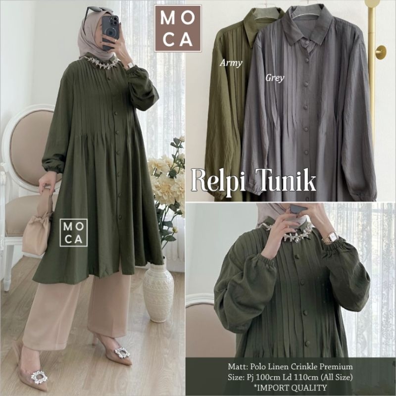 RELPI TUNIK ORI MOCA | Ld110 Polo Linen Crinkle Premium