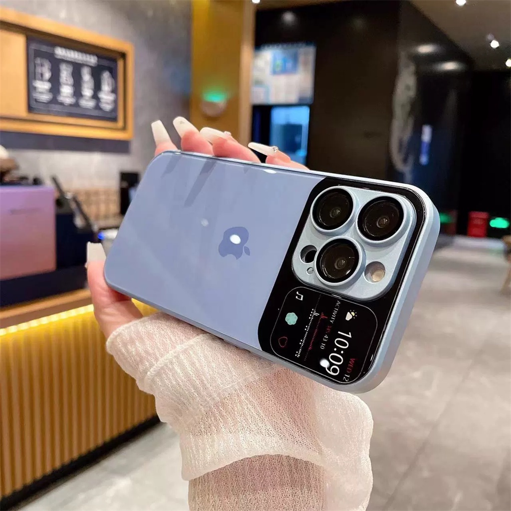 Casing Lensa Pelindung Kamera Mewah iPhone 14 Pro Max14 plus case iPhone 12 13 Pro Max Kaca Dengan logo Perlindungan shock Cairan bezel protection hard case