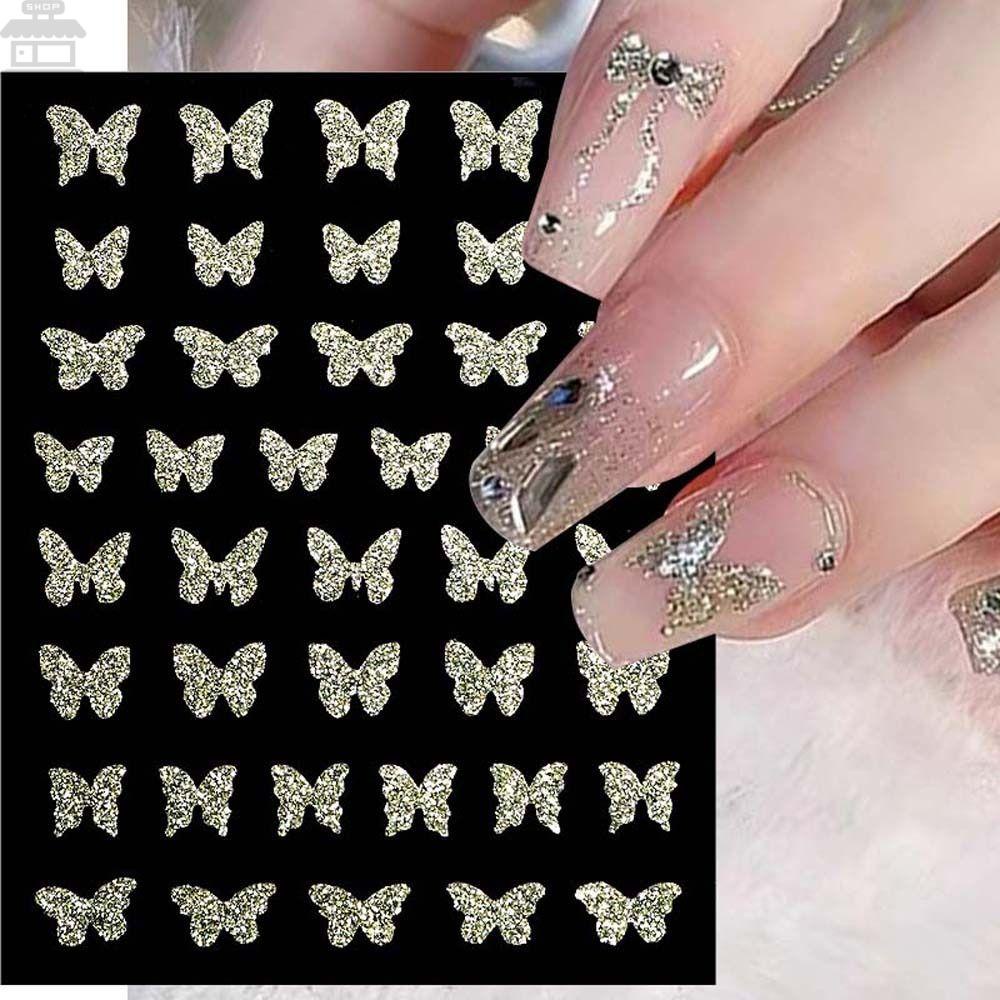 AUGUSTINA Stiker Kuku Kupu Agustina Colorful Aurora Twinkle Self Adhesive Dekorasi Kuku