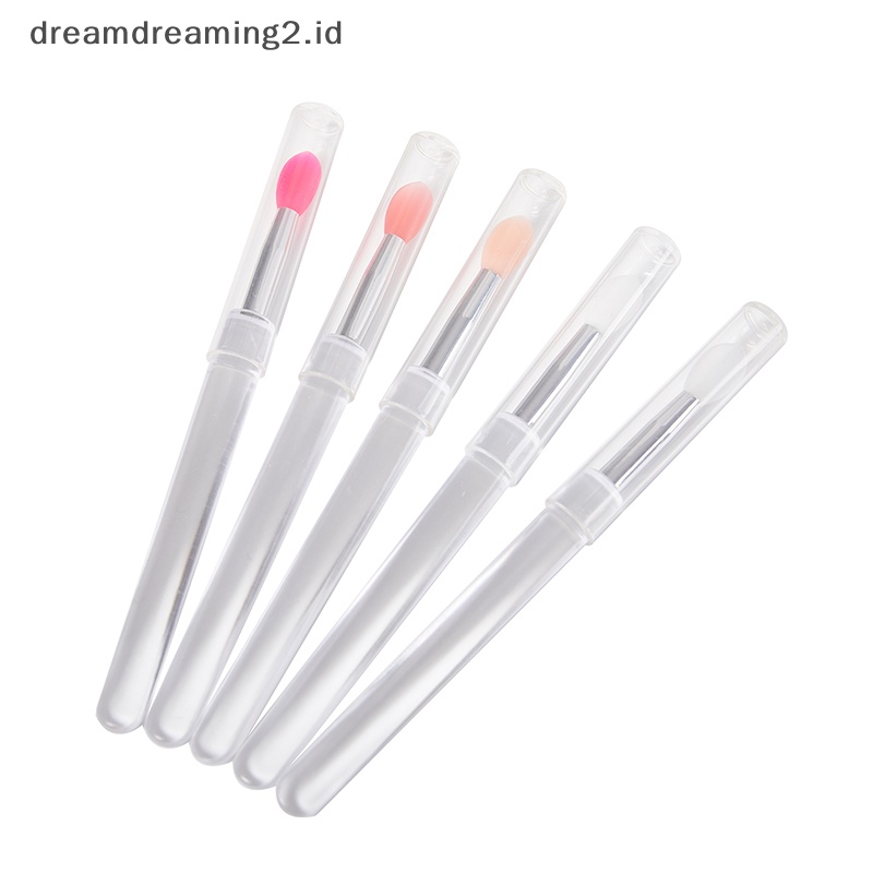 (drea) 2pcs Lip Gloss Aplikator Kuas Bibir Silikon Dengan Tutup Debu Brush Makeup //